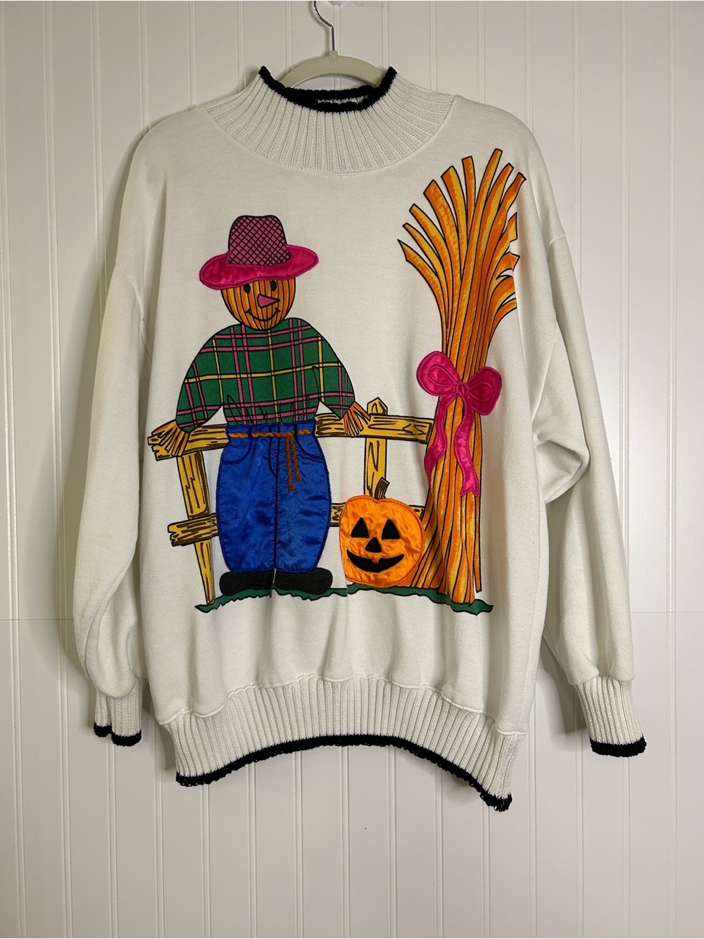 Vintage Sports Accent Halloween Fall Scarecrow Sweatshirt Size Medium